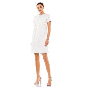NWT Mac Duggal Rhinestone Embellished Neckline Shift Dress White 10 #8539